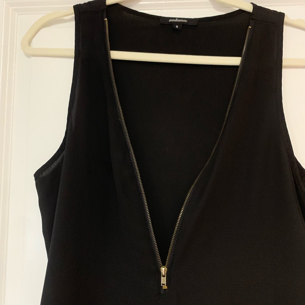 Black Sleeveless Top with Zipper